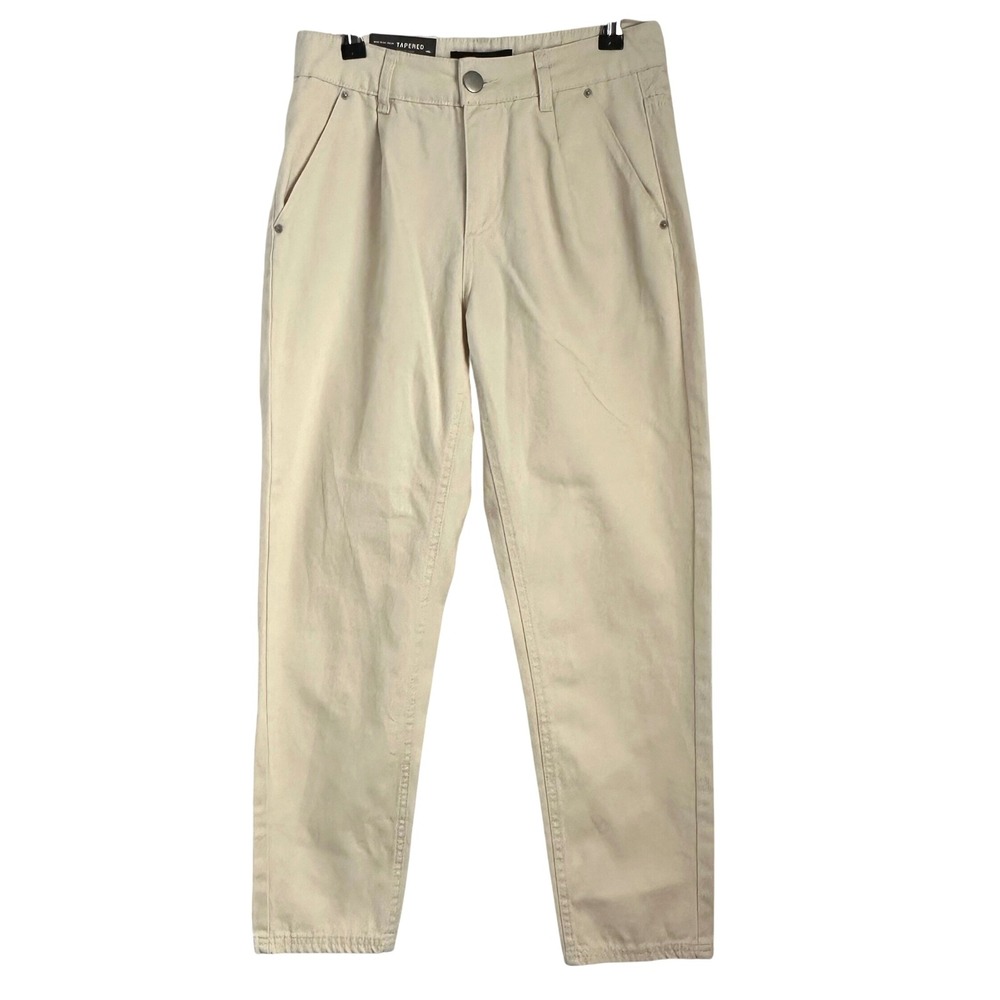 NWT Who What Wear Tapered Dress Jean Pants Natural Waist Beige Size‎ 2 Cotton